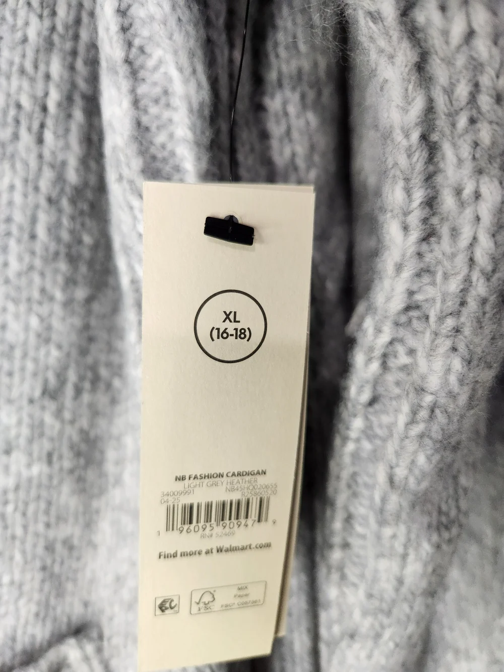 No Boundaries Light Gray Hooded Open-Front Cardigan - Picture 3 of 3